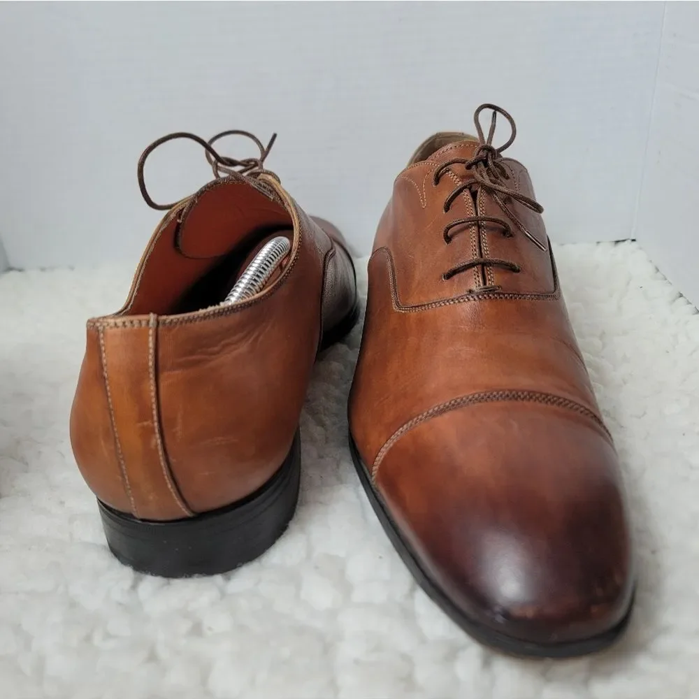 Santoni Men’s Cap Toe Oxford Dress Shoes Brown Leather US 12 D Italy.Classic